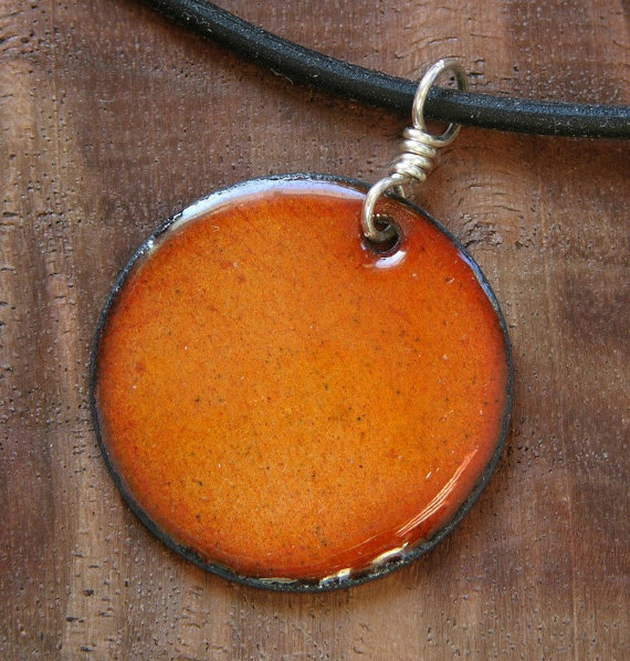 Prairie Orange Copper Enamel necklace