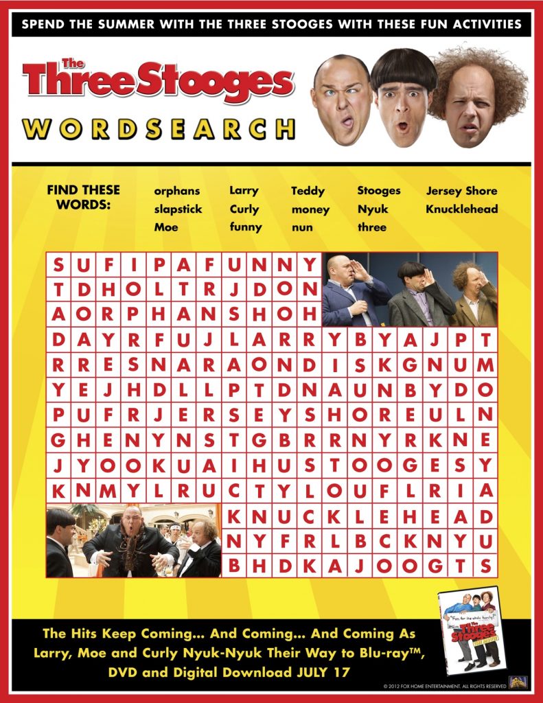 3 Stooges Word Search