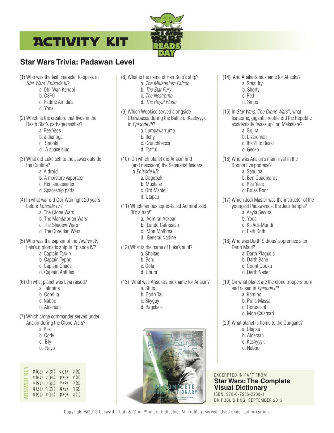 Star Wars Reads Day Activity Pages