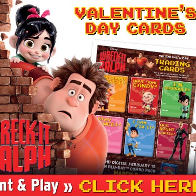 Wreck-It This Valentine’s Day with FREE Printable Wreck-It Ralph Valentine’s Day Cards