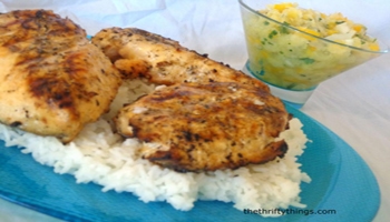 Lemon Grilled Chicken with Pineapple Salsa and Rice