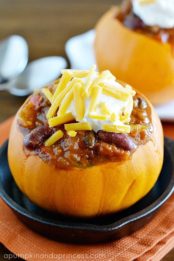 Spicy Slow Cooker Pumpkin Chili from A Pumpkin and a Princess