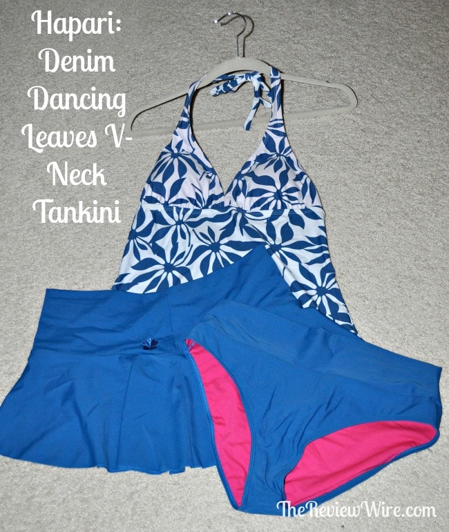 Denim Dancing Leaves V-Neck Tankini