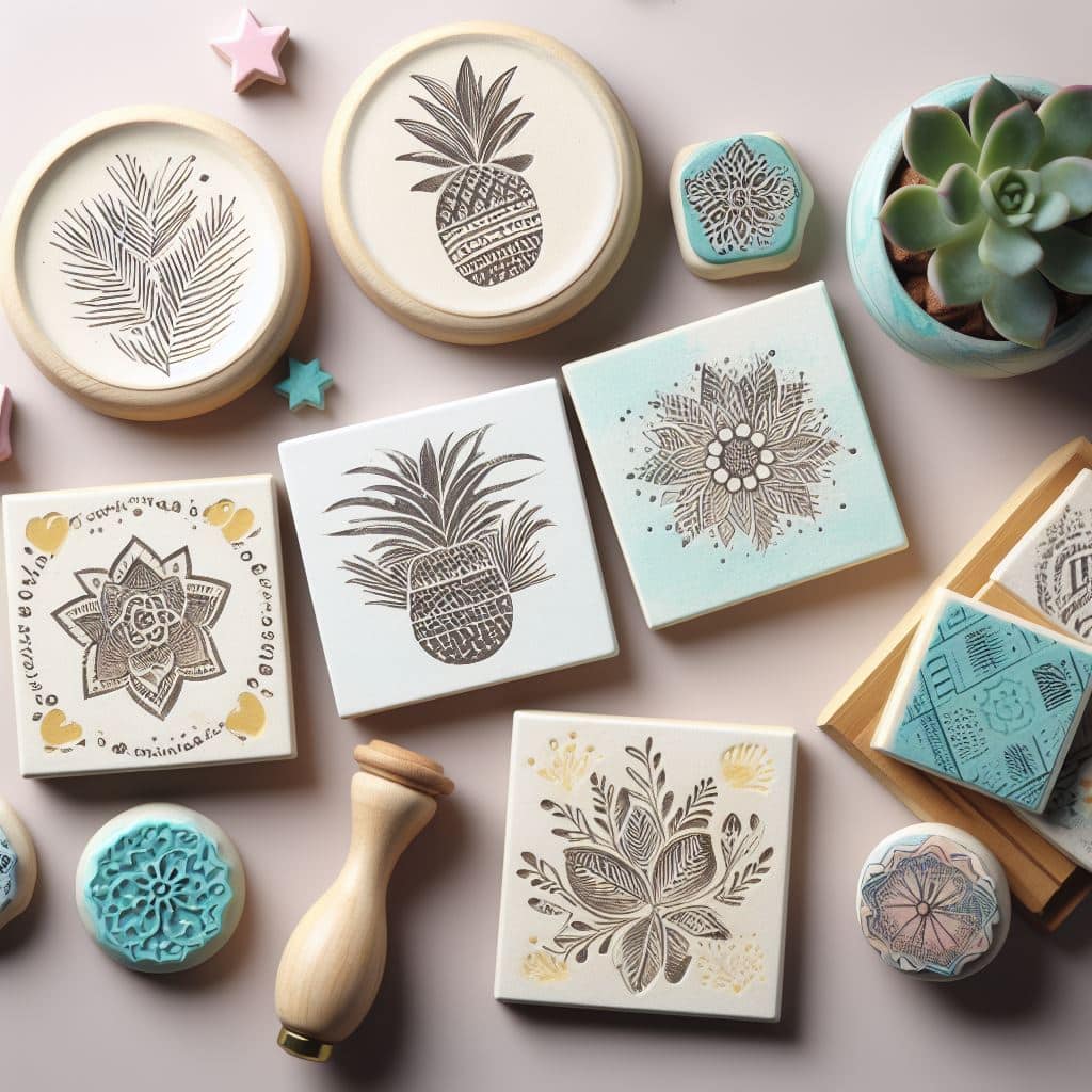 Create Beautiful DIY Coasters Using Tiles and Stamps_Stamped Tile Coasters