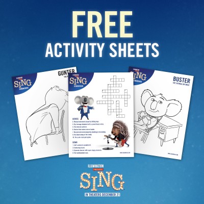 SING Printable Activity Pages