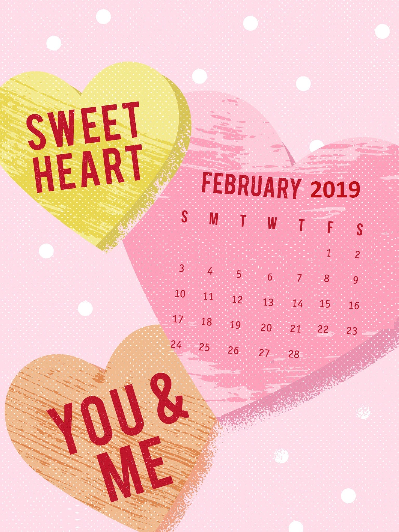 Heart February 2019 iPhone Calendar