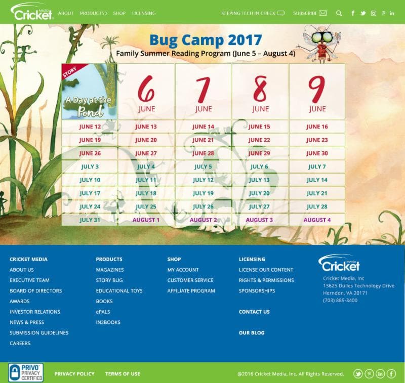 Bug Camp 2017: A Free Online Summer Reading Program