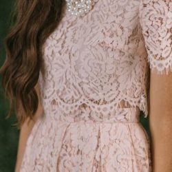 Fleur Blush Pink Lace Midi Dress