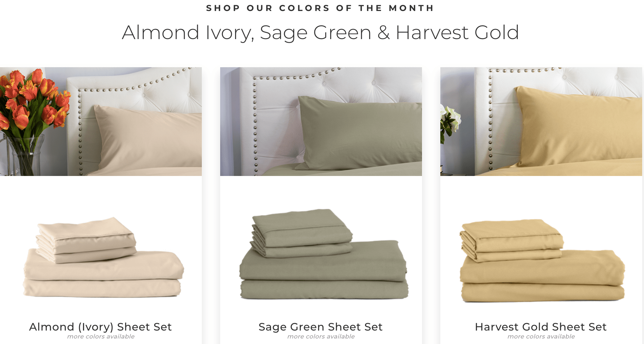 PeachSkin Sheets March Colors of the Month