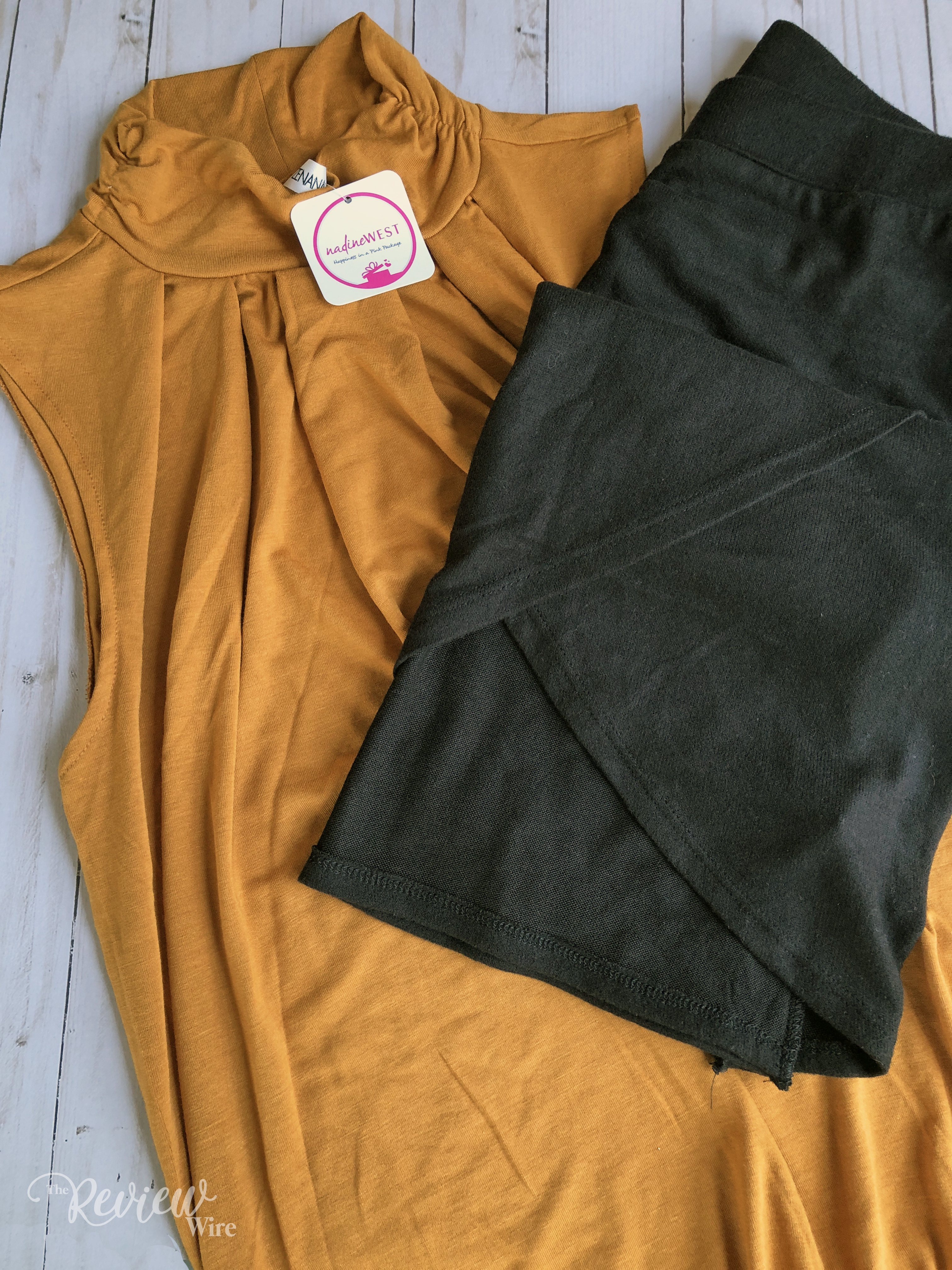 The Review Wire Nadine West April 2019 Mustard Sleeveless & Skirt