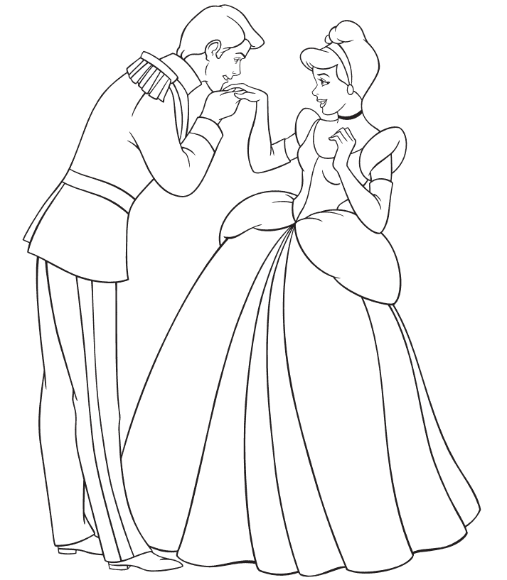 Cinderella and the Prince Coloring Page (2)