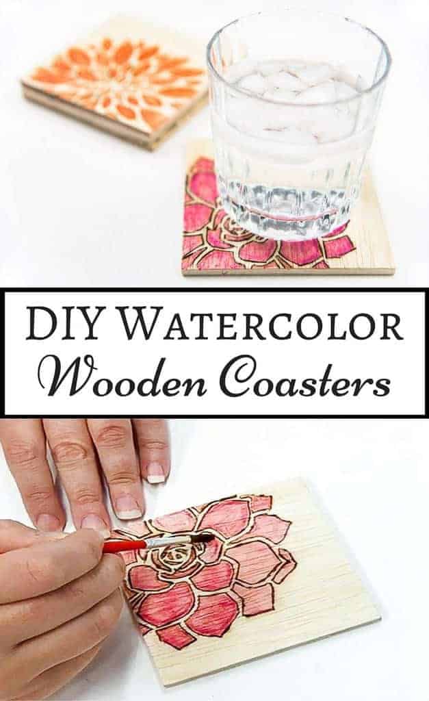 DIY Watercolor Wooden Coasters from The Handyman's Daughter