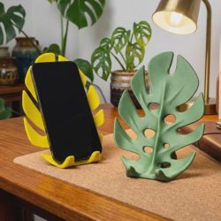 Foster Phone Dock and Planter Earl Grey 13 Monstera Leaf Phone Stand