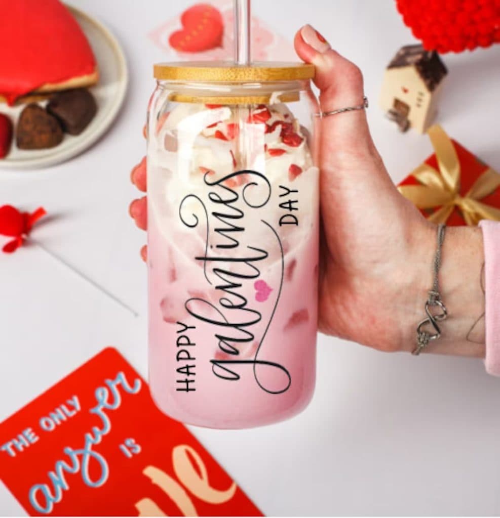 Galentines Day Beer Can Glass