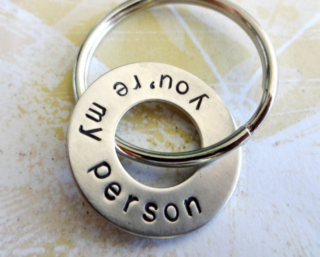 You're My Person Hand Stamped Washer Keychain