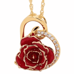 Red Glazed Rose Heart Pendant