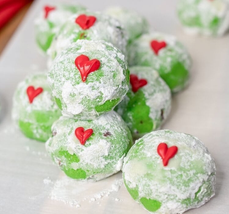 Grinch Snowball Cookies - The Soccer Mom Blog