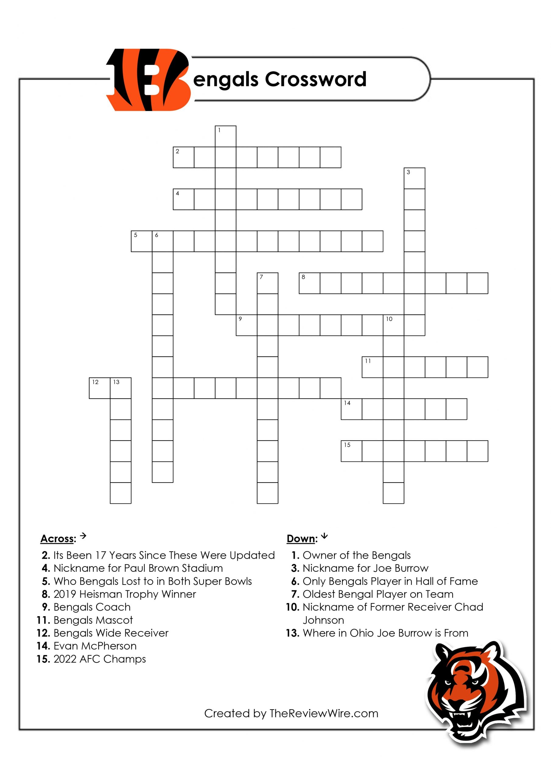 Printable Cincinnati Bengals Logo - Printable Word Searches