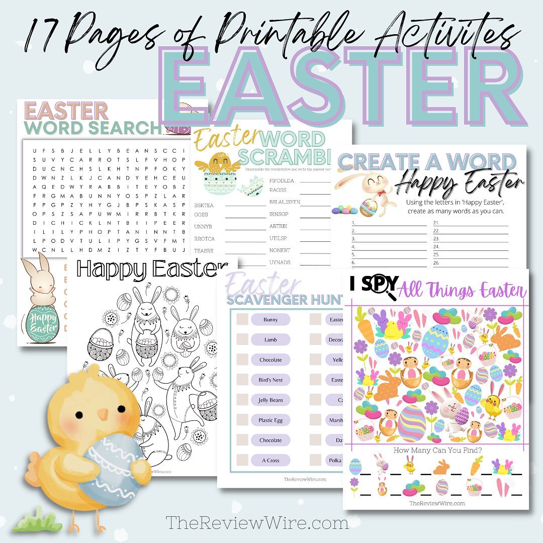 🐣 Check out these EGGcellent printable pages! 

🐰 https://thereviewwire.com/17-pages-of-easter-printable-activities/

#printables #Easter2022 #EasterHolidays #easter #coloringpages #easterbunny #wordsearch #hoppyeaster #ispy #wordsearch #wordscramble