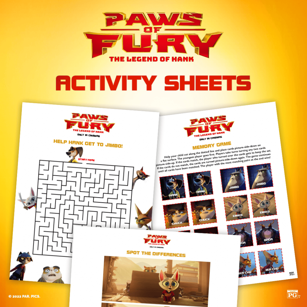 Paws of Fury: The Legend of Hank Activity Pages