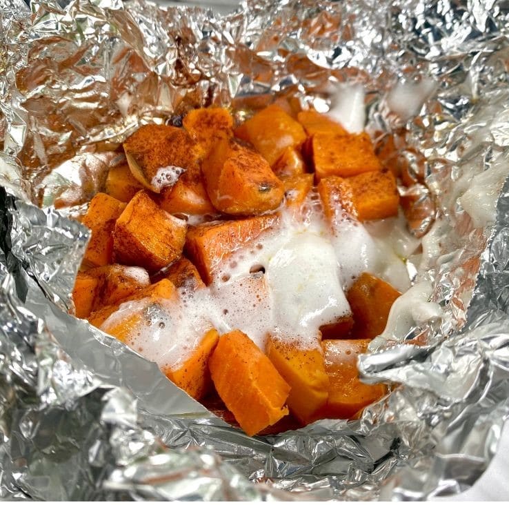 A Hundred Affections Sweet Potato Casserole with Marshmallows Foil Pack