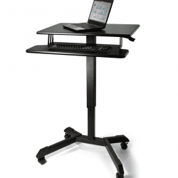 High Rise Mobile Adjustable Standing Desk with Keyboard Tray