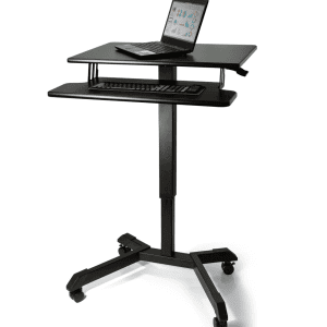 High Rise Mobile Adjustable Standing Desk with Keyboard Tray
