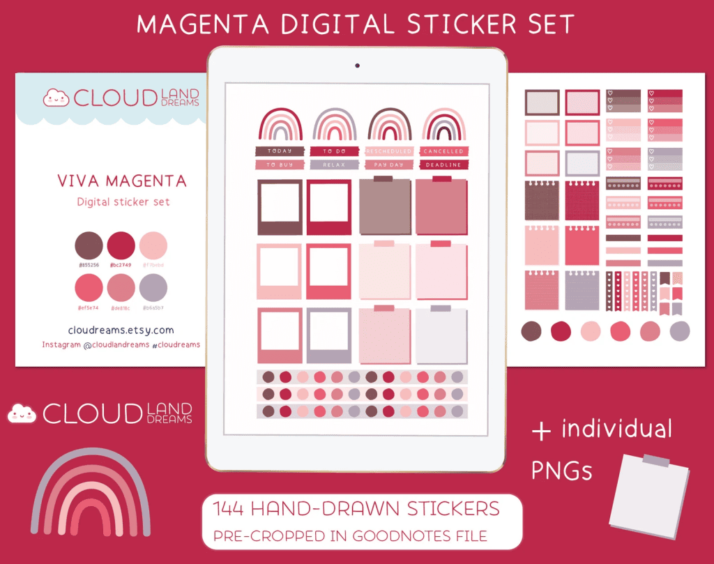 viva magenta digital sticker set