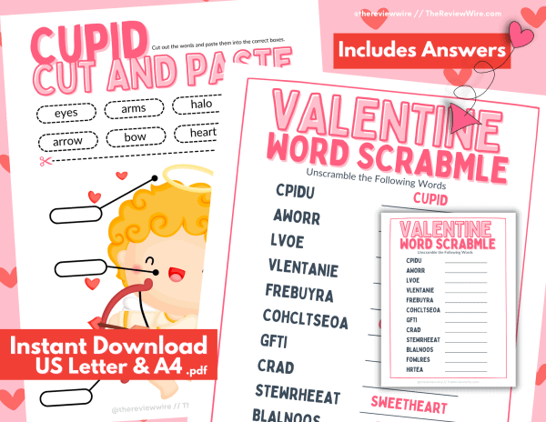 The Review Wire Cupid Activity Pages