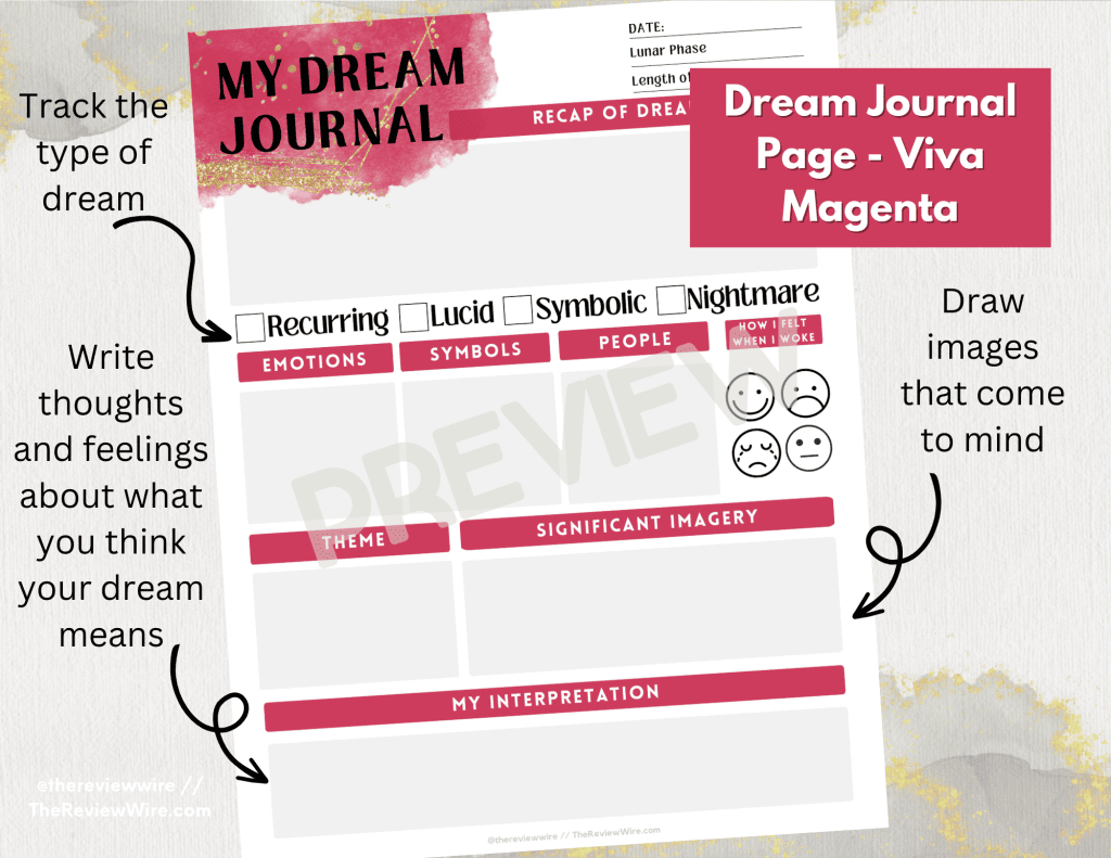 Dream Journal Digital Download - The Review Wire