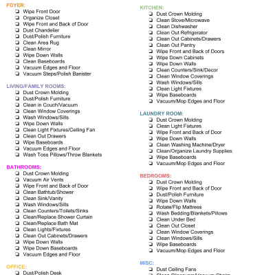 Printable Spring Cleaning Checklist