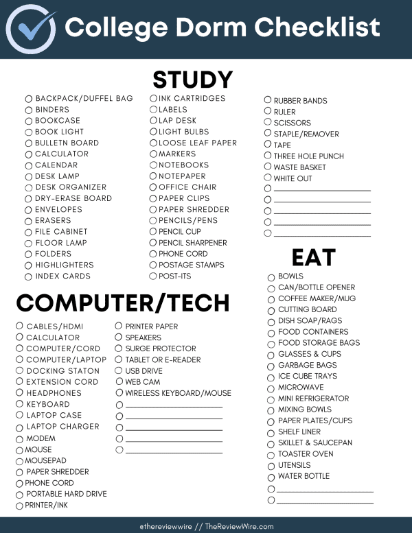 The Review Wire_College Dorm Checklist