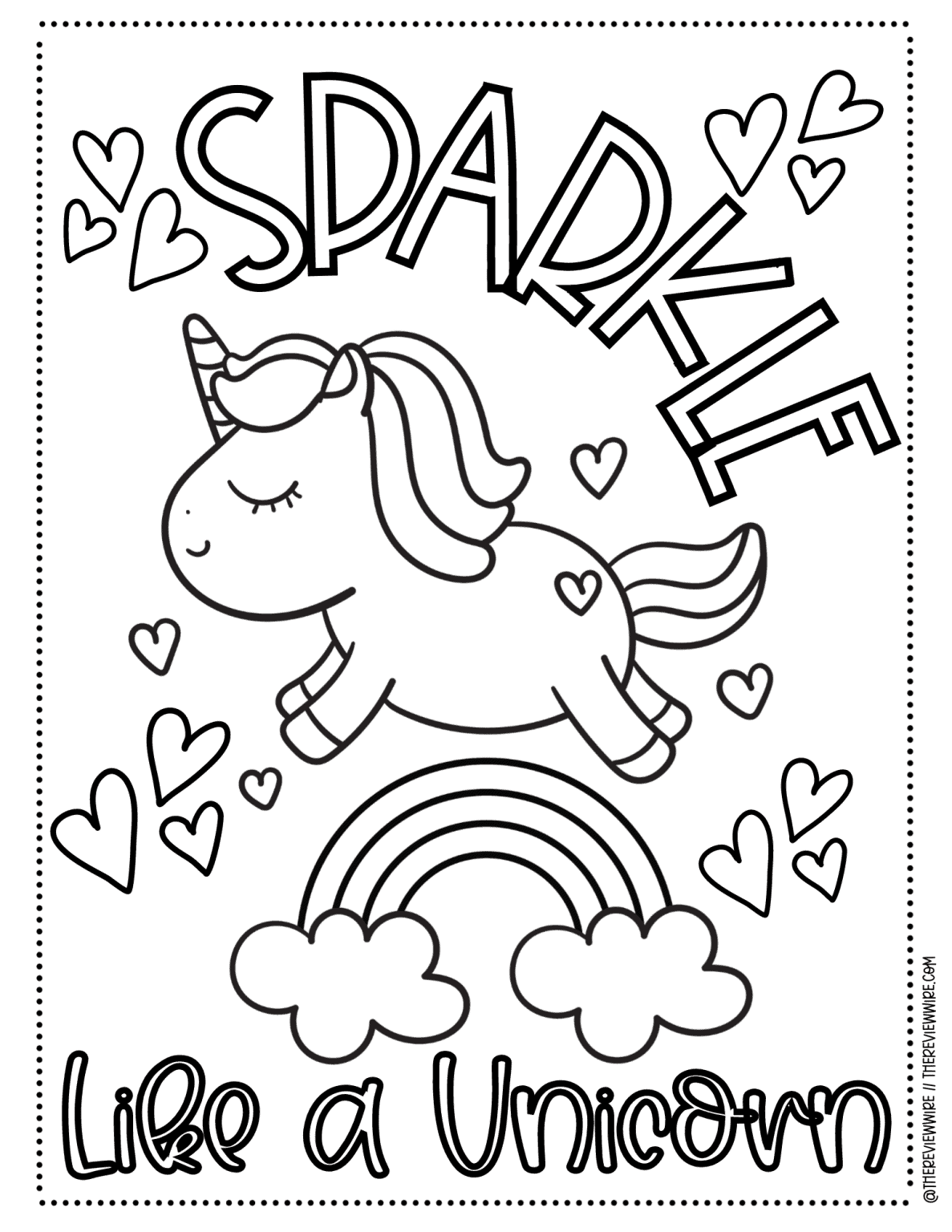 Sparkle Like a Unicorn Coloring Page - The Review Wire