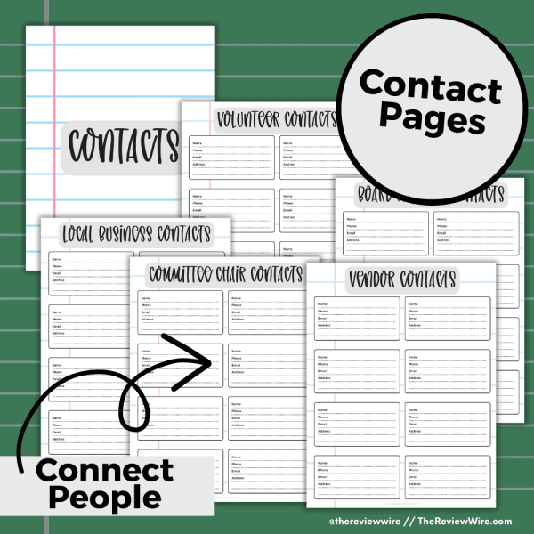 PTSO Gray Binder Contacts