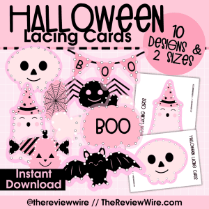 Pink Halloween Lacing Cards