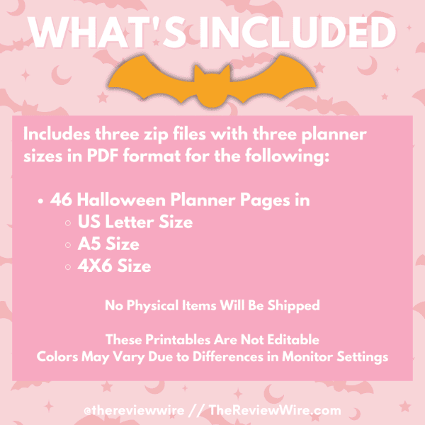 The Review Wire Halloween Planner Whats Included