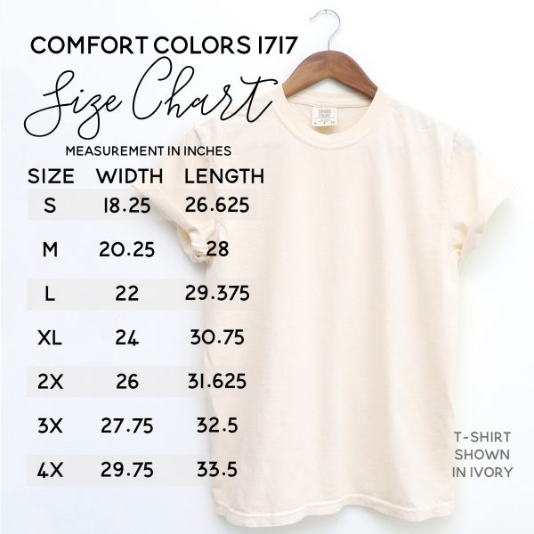 Comfort Colors 1717 Sizing Chart - Ivory