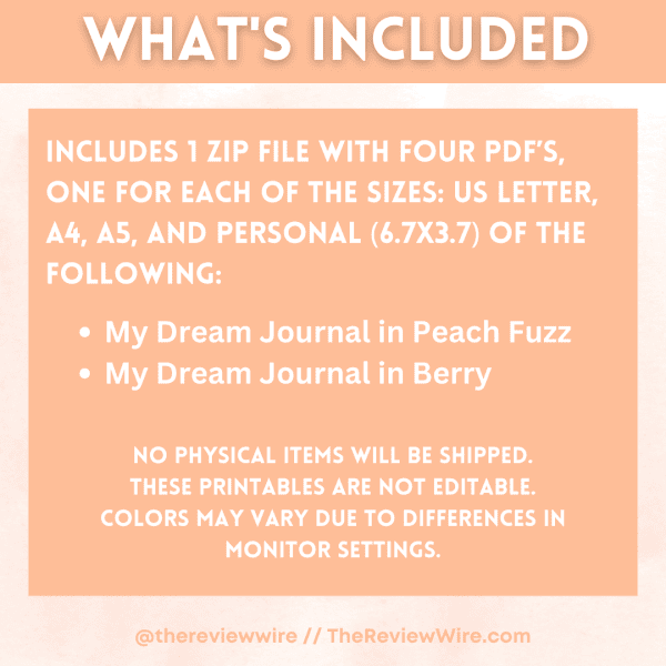Dream Journal 2023_what's included