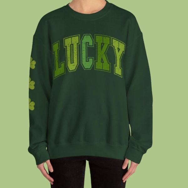St. Patrick's Day Distressed Lucky Crewneck Sweatshirt (2)