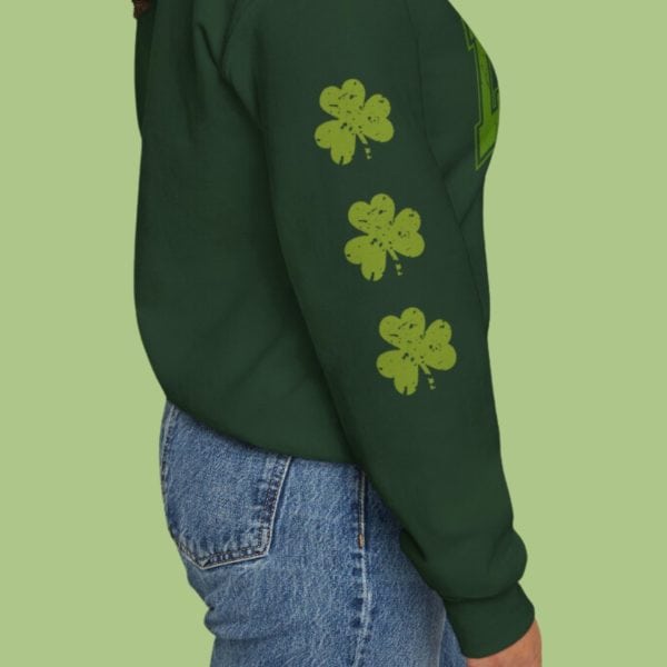St. Patrick's Day Distressed Lucky Crewneck Sweatshirt_sleeve
