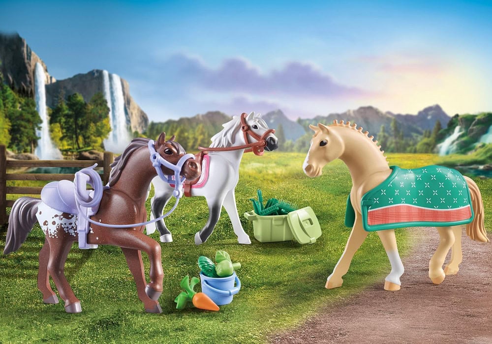 Playmobil Eco-Friendly Playsets: Three Horse Set Morgan, Quarter Horse & Shagya Araber