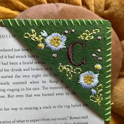 Personalized Hand Embroidered Corner Bookmark