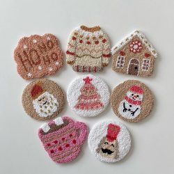 Punch Needle Christmas Coaster