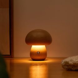 Small Wood Mushroom Lamp