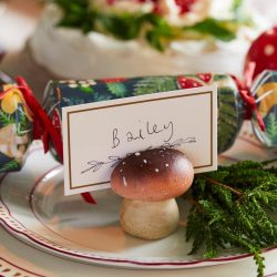 Wooden Mushrooms Placecard Holders