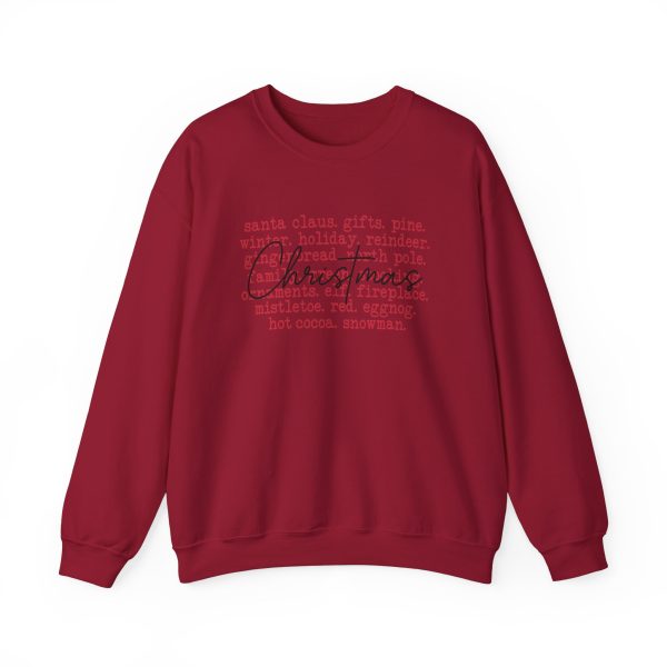 Festive Christmas Words Crewneck Sweatshirt_Front Red