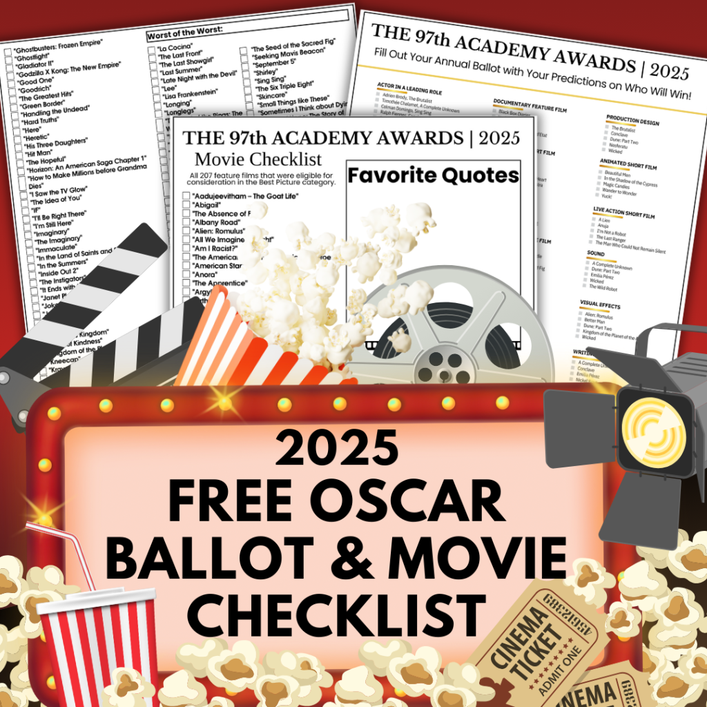 Printable 2025 Oscar Ballot & Movie Checklist