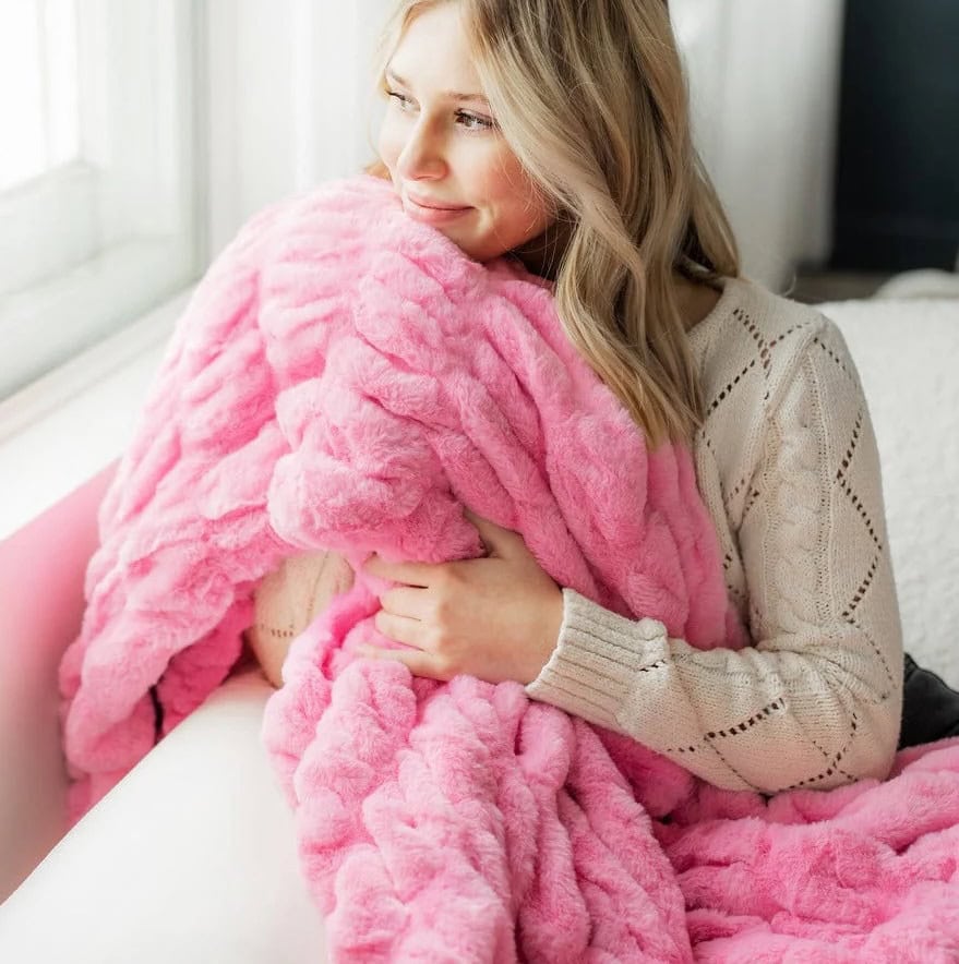 Minky Couture Hugs Pink Blanket 1 Minky Couture Hugs Pink Blanket