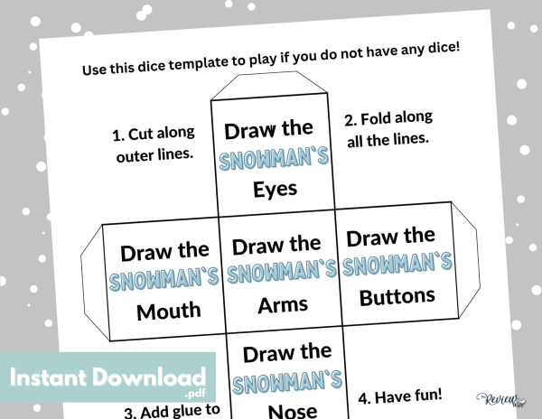 Roll a Snowman Game Dice