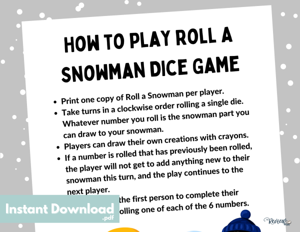 Roll a Snowman Game Instructions